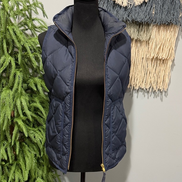 J. Crew Dark Blue Quilted Down Vest Size XS - Picture 7 of 12